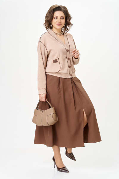 Кардиган, юбка Aira Style 24131 капучино - фото 7