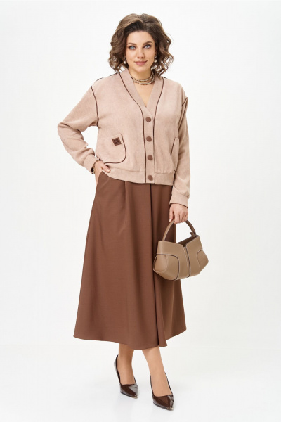 Кардиган, юбка Aira Style 24131 капучино - фото 2