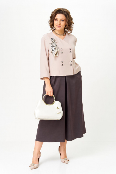 Жакет, юбка Aira Style 24137  бежево-коричневый - фото 9