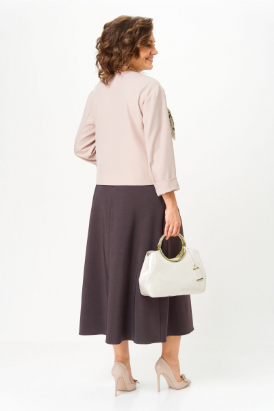 Жакет, юбка Aira Style 24137  бежево-коричневый - фото 7