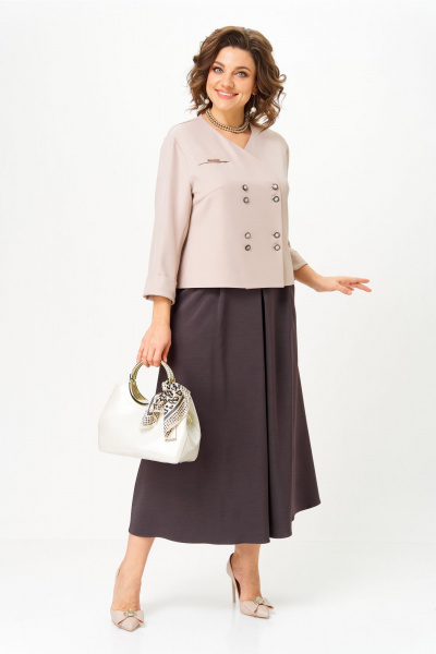 Жакет, юбка Aira Style 24137  бежево-коричневый - фото 2