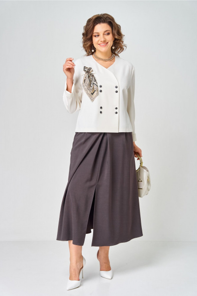 Жакет, юбка Aira Style 24137  молочно-коричневый - фото 10