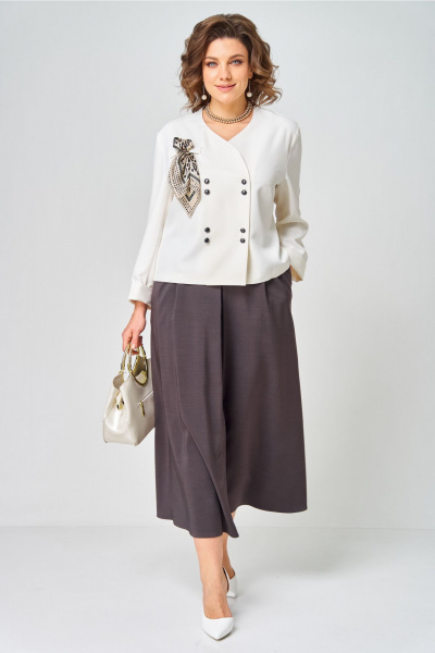 Жакет, юбка Aira Style 24137  молочно-коричневый - фото 9