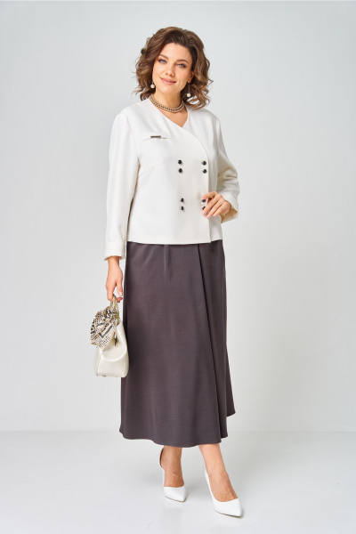 Жакет, юбка Aira Style 24137  молочно-коричневый - фото 1