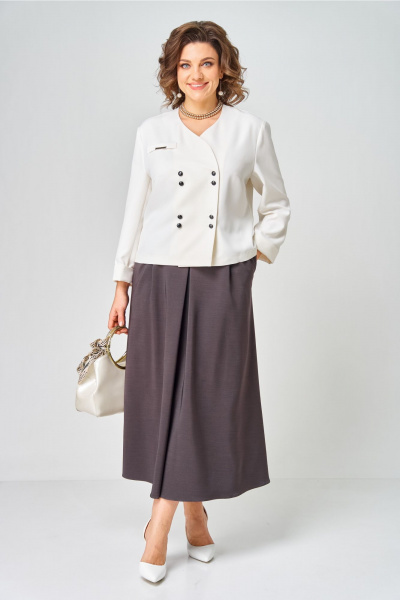 Жакет, юбка Aira Style 24137  молочно-коричневый - фото 2