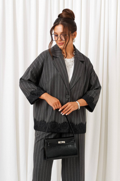 Блуза, брюки, жакет Beautiful&Free 6431 темно-серый - фото 3