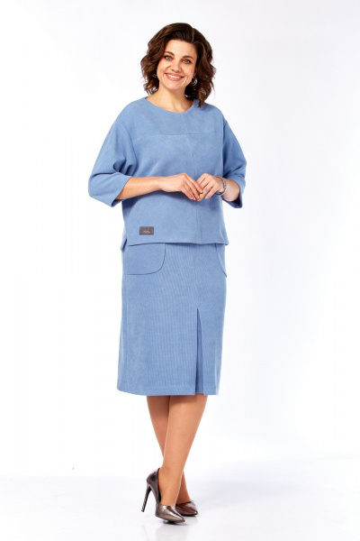 Блуза, юбка Элль-стиль 2441/3 голубой - фото 15