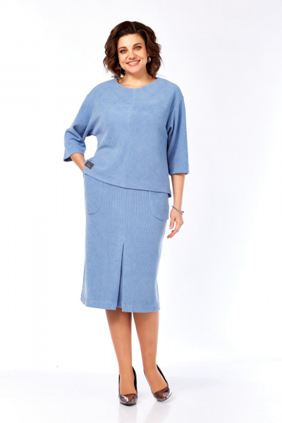 Блуза, юбка Элль-стиль 2441/3 голубой - фото 13