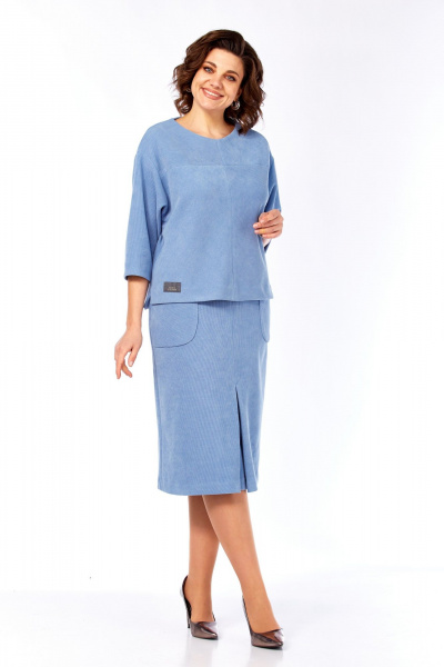 Блуза, юбка Элль-стиль 2441/3 голубой - фото 12