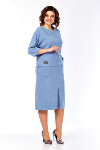 Блуза, юбка Элль-стиль 2441/3 голубой - фото 11