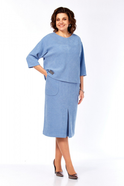 Блуза, юбка Элль-стиль 2441/3 голубой - фото 9