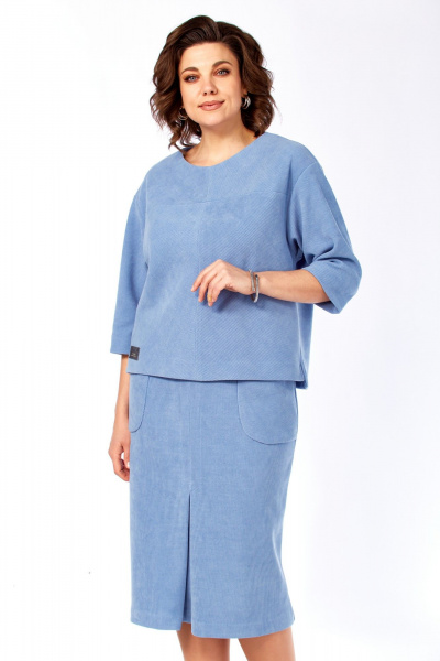 Блуза, юбка Элль-стиль 2441/3 голубой - фото 5