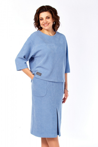 Блуза, юбка Элль-стиль 2441/3 голубой - фото 4