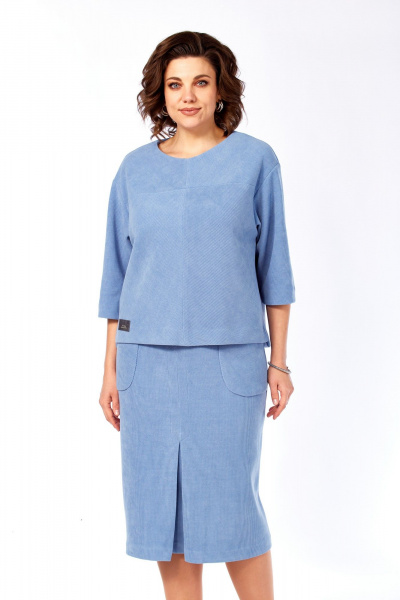 Блуза, юбка Элль-стиль 2441/3 голубой - фото 3