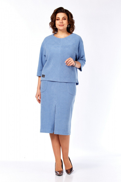 Блуза, юбка Элль-стиль 2441/3 голубой - фото 1