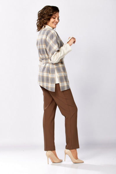 Брюки, жилет, рубашка Милора-стиль 1388 серый+шоколад - фото 5