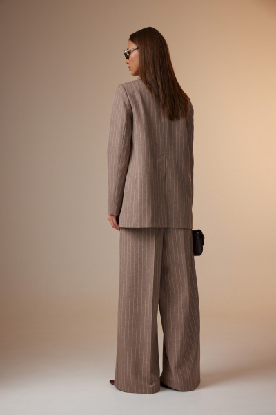 Брюки, жакет, топ N.O.W. 1660 кофейный_в_полоску - фото 7