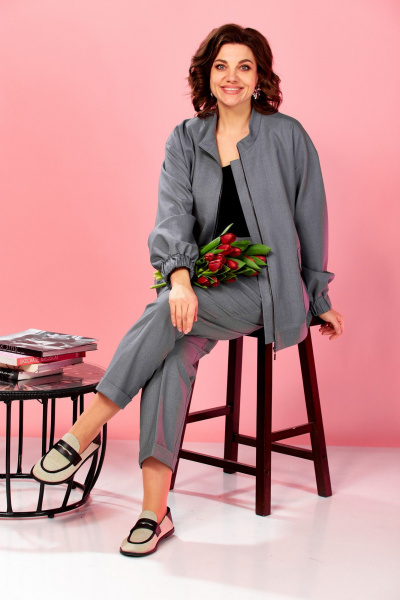 Брюки, бомбер AVA fashion М-178 серый - фото 7