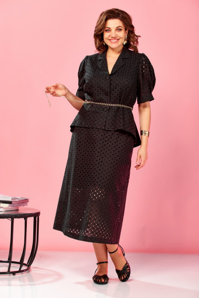 Жакет, юбка AVA fashion М-182 черный - фото 1