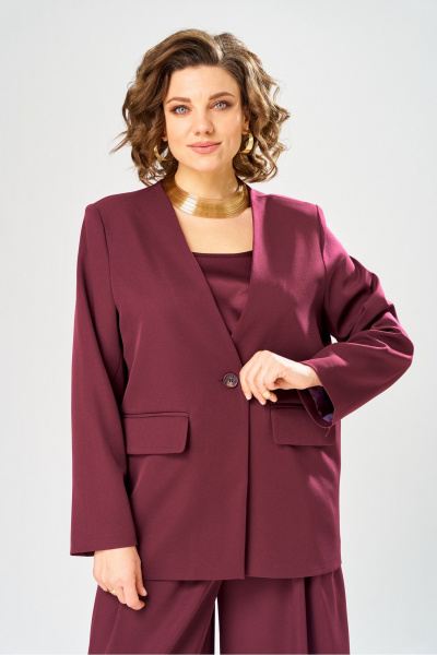 Брюки, жакет, топ Диомант 2149 бордо - фото 11
