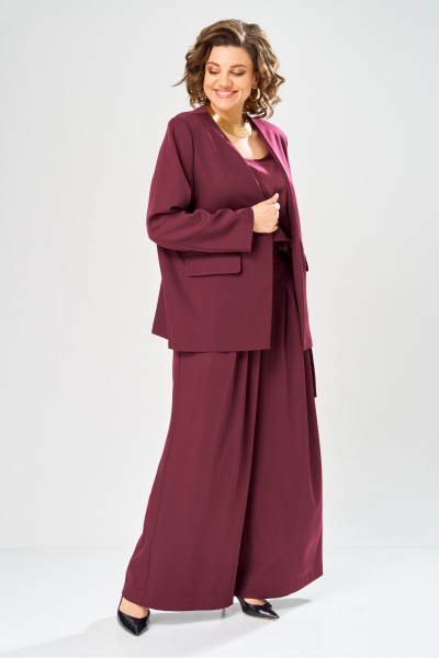 Брюки, жакет, топ Диомант 2149 бордо - фото 6