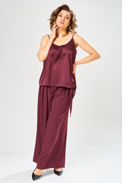 Брюки, жакет, топ Диомант 2149 бордо - фото 2