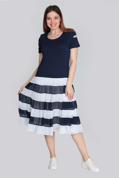 Платье из трикотажа и шифона с ярусами Vita 2--138VT-1-0 - фото 5