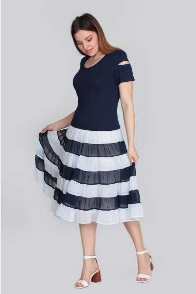 Платье из трикотажа и шифона с ярусами Vita 2--138VT-1-0 - фото 3