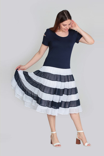 Платье из трикотажа и шифона с ярусами Vita 2--138VT-1-0 - фото 2