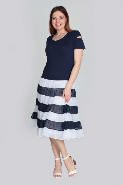 Платье из трикотажа и шифона с ярусами Vita 2--138VT-1-0 - фото 1