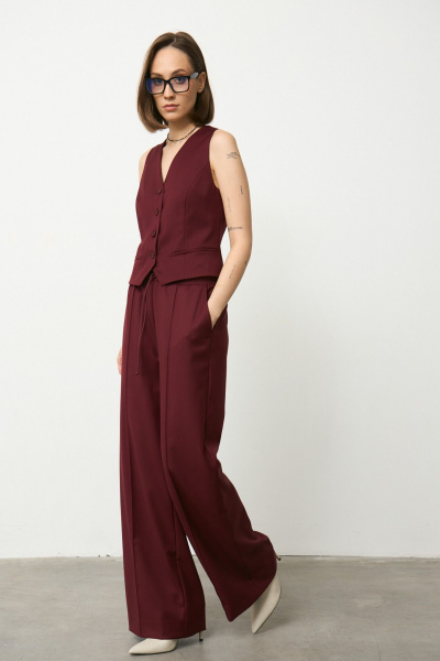 Брюки, жилет Luitui R4066 винный - фото 3