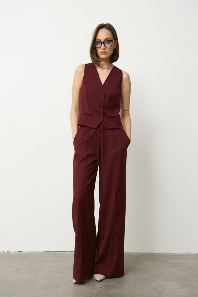 Брюки, жилет Luitui R4066 винный - фото 1