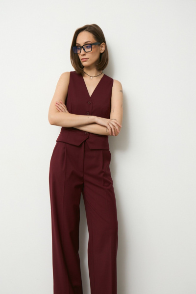 Брюки, жилет Luitui R4067 винный - фото 2