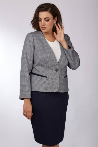 Жакет, топ, юбка Lady Secret 1627/1 клетка+синий - фото 7