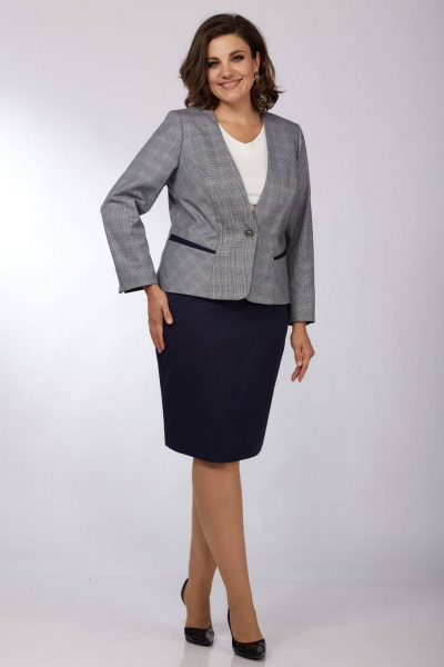 Жакет, топ, юбка Lady Secret 1627/1 клетка+синий - фото 1