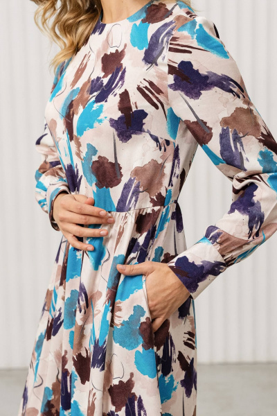 Платье Romgil РТ0131-ВИ2 молочный,шоколадный,темно-бирюзовый - фото 5