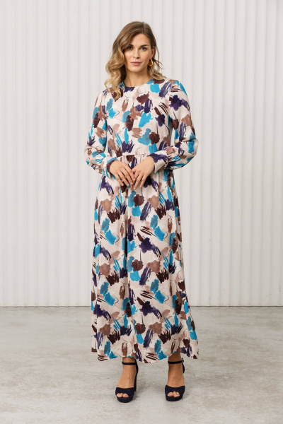 Платье Romgil РТ0131-ВИ2 молочный,шоколадный,темно-бирюзовый - фото 4