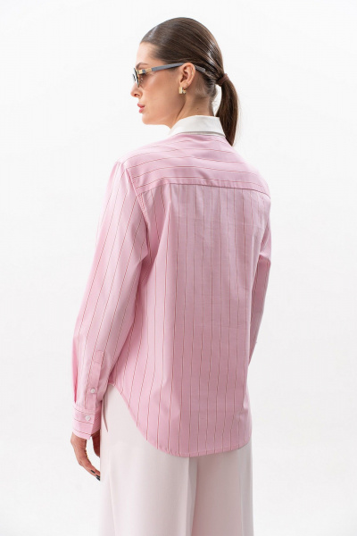 Блуза SILVERSPICE S-7636 розовая-полоска - фото 7