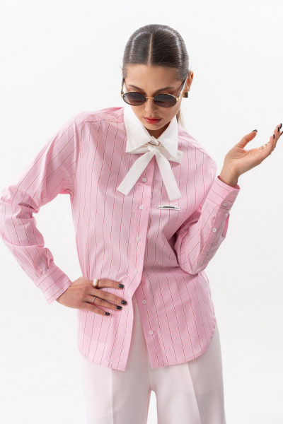 Блуза SILVERSPICE S-7636 розовая-полоска - фото 5