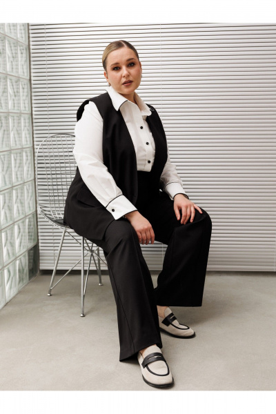 Брюки, жилет AVA fashion М-175 черный - фото 19