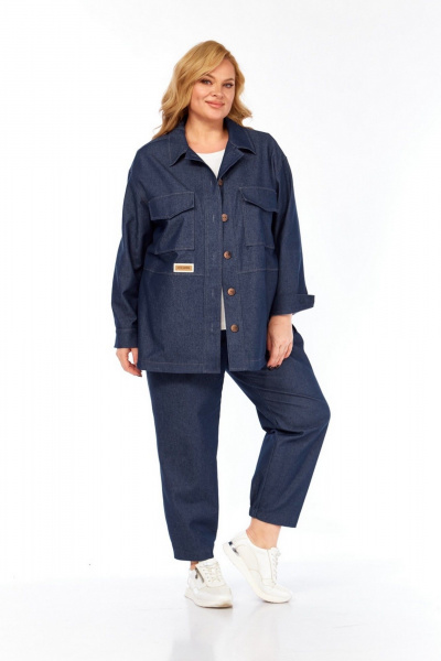 Брюки, рубашка, футболка Милора-стиль 1342 синий_джинс - фото 3