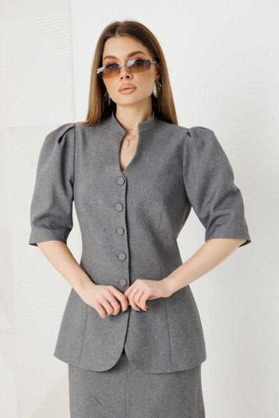 Жакет, юбка Ambera Style 2151-1 серый - фото 4