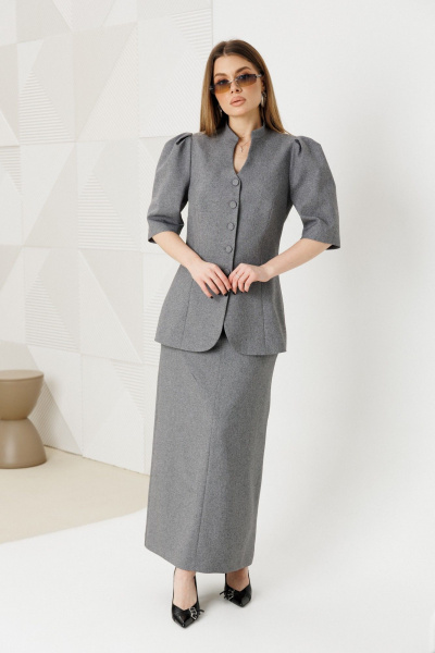 Жакет, юбка Ambera Style 2151-1 серый - фото 2