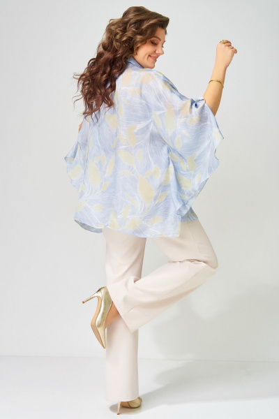 Блуза, брюки Fita 14216 бежево-голубой - фото 8