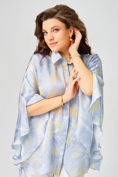 Блуза, брюки Fita 14216 бежево-голубой - фото 6