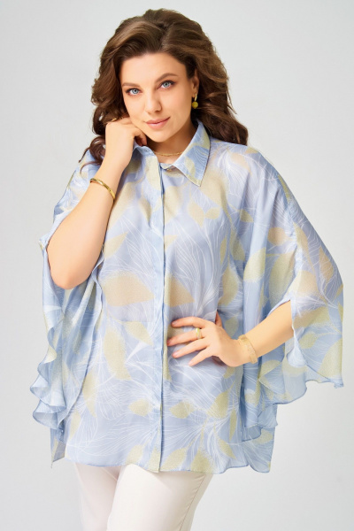 Блуза, брюки Fita 14216 бежево-голубой - фото 5