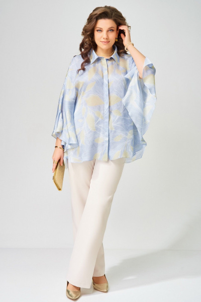 Блуза, брюки Fita 14216 бежево-голубой - фото 2
