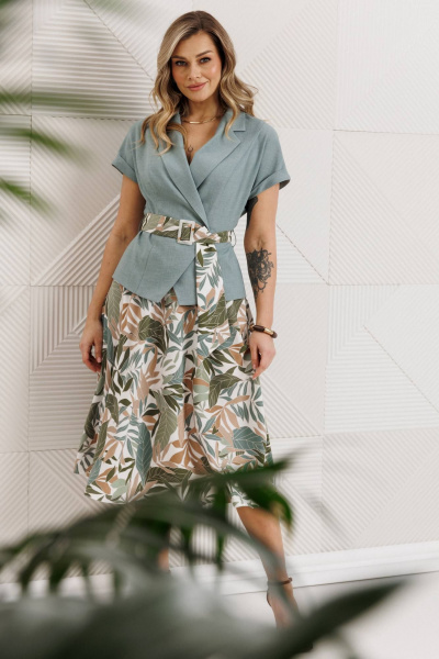 Жакет, юбка Мода Юрс 26-2641 ментол - фото 3