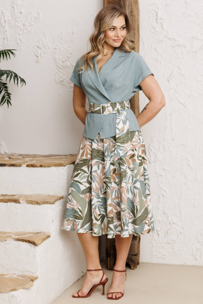 Жакет, юбка Мода Юрс 26-2641 ментол - фото 2