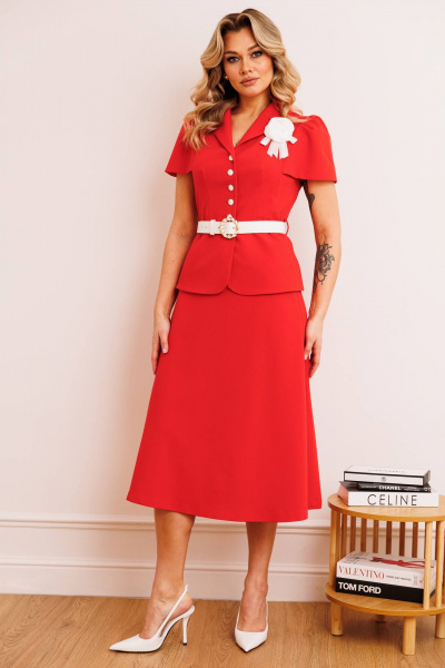 Жакет, юбка Мода Юрс 26-2892 алый - фото 1